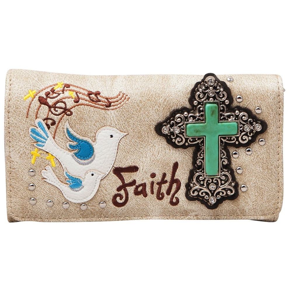 Wallet Women Western Clutch Crossbody Wristlet Small Purse Cross Country Faith